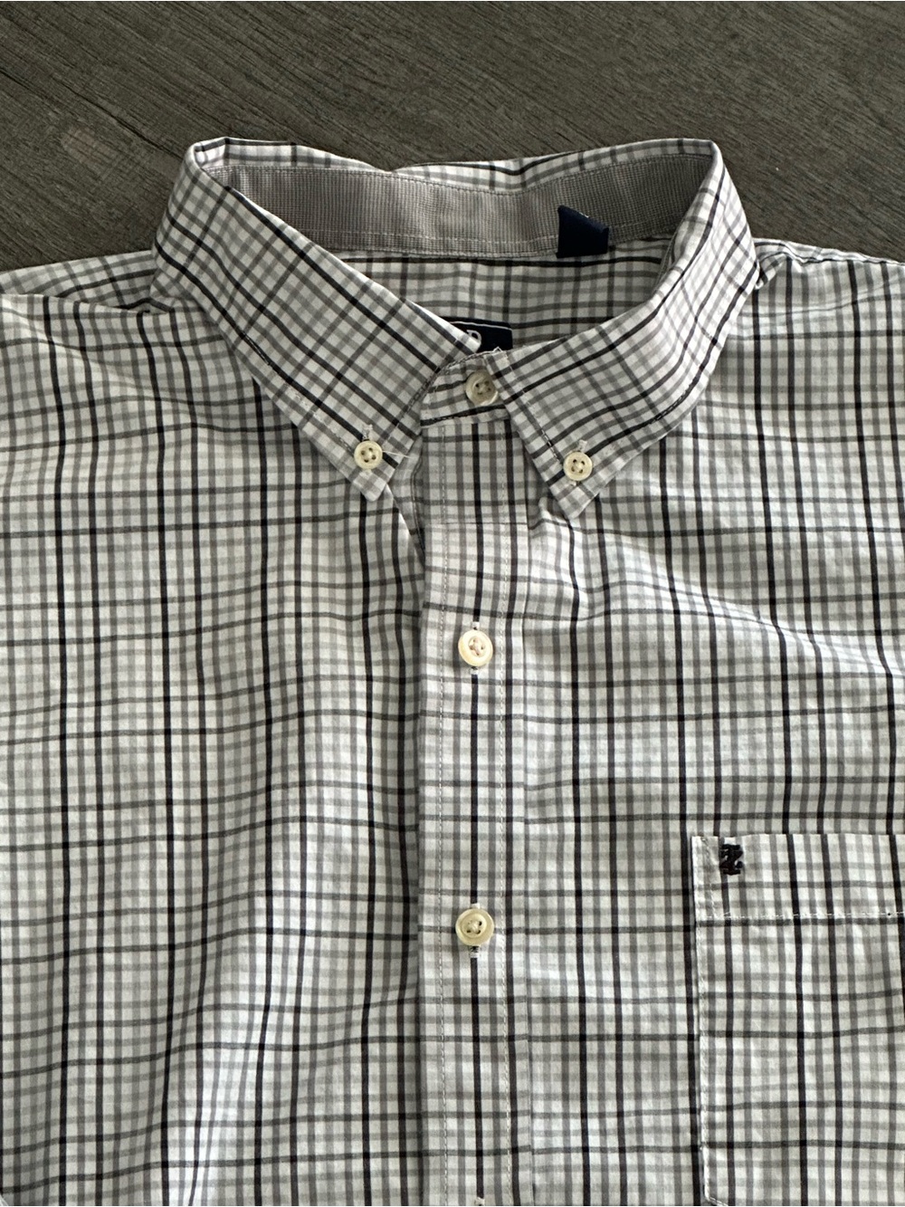 Izod Men's Plaid Button-Down Shirt in White and Gray